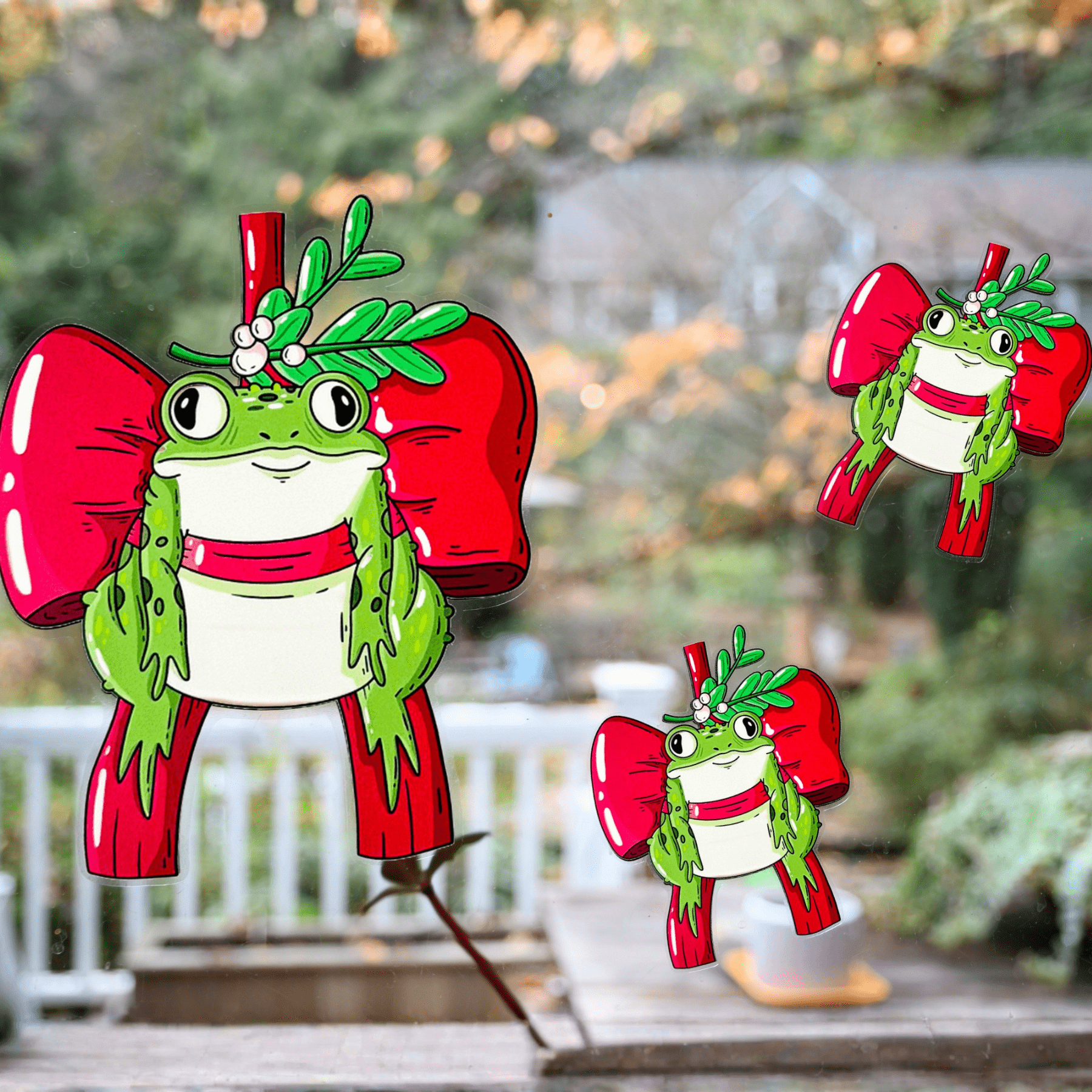 Mistletoad Window Clings - Mike Bennett Studios