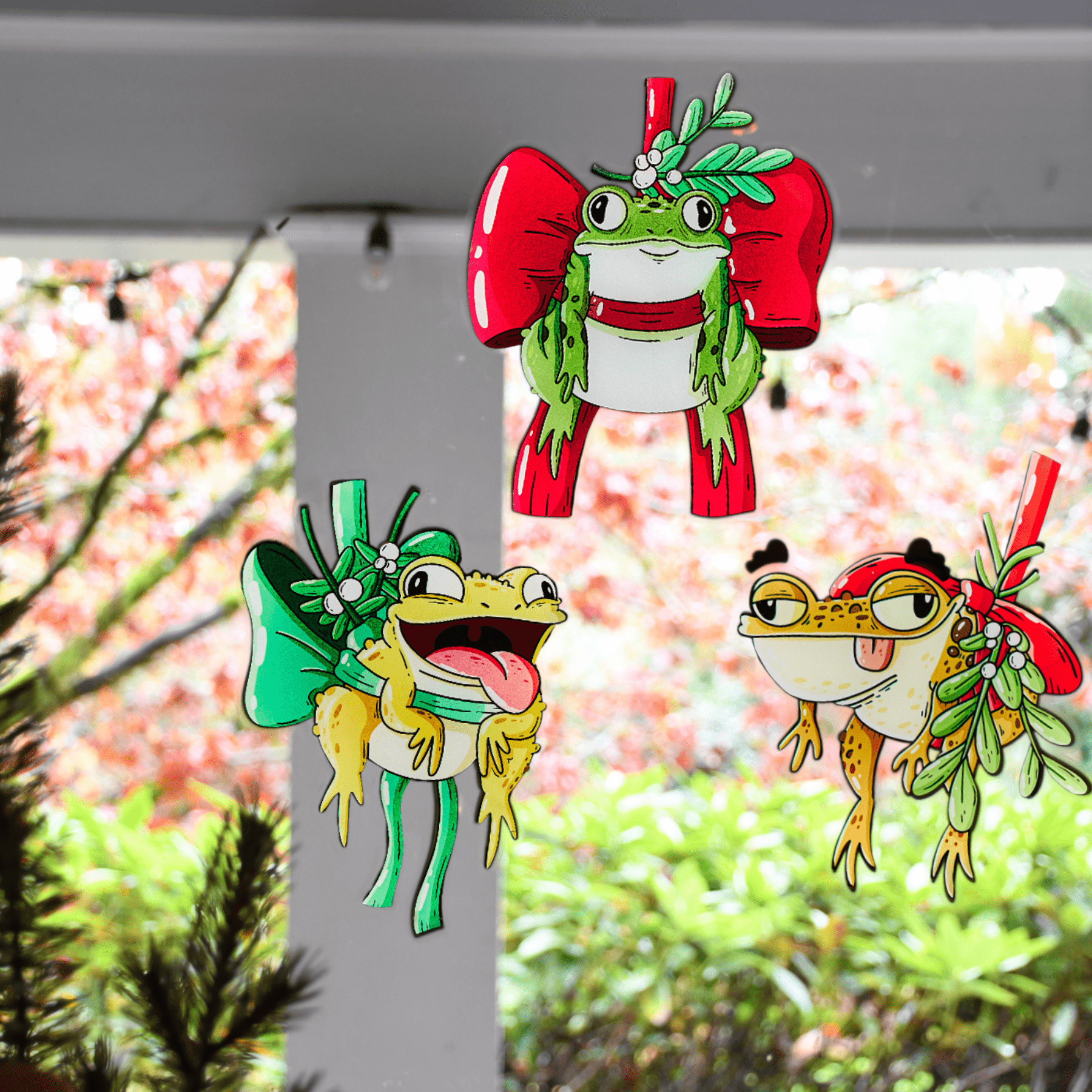 Mistletoad Window Clings - Mike Bennett Studios