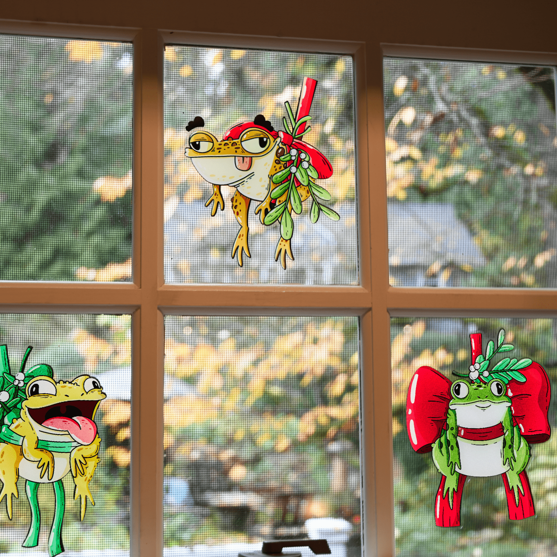 Mistletoad Window Clings - Mike Bennett Studios