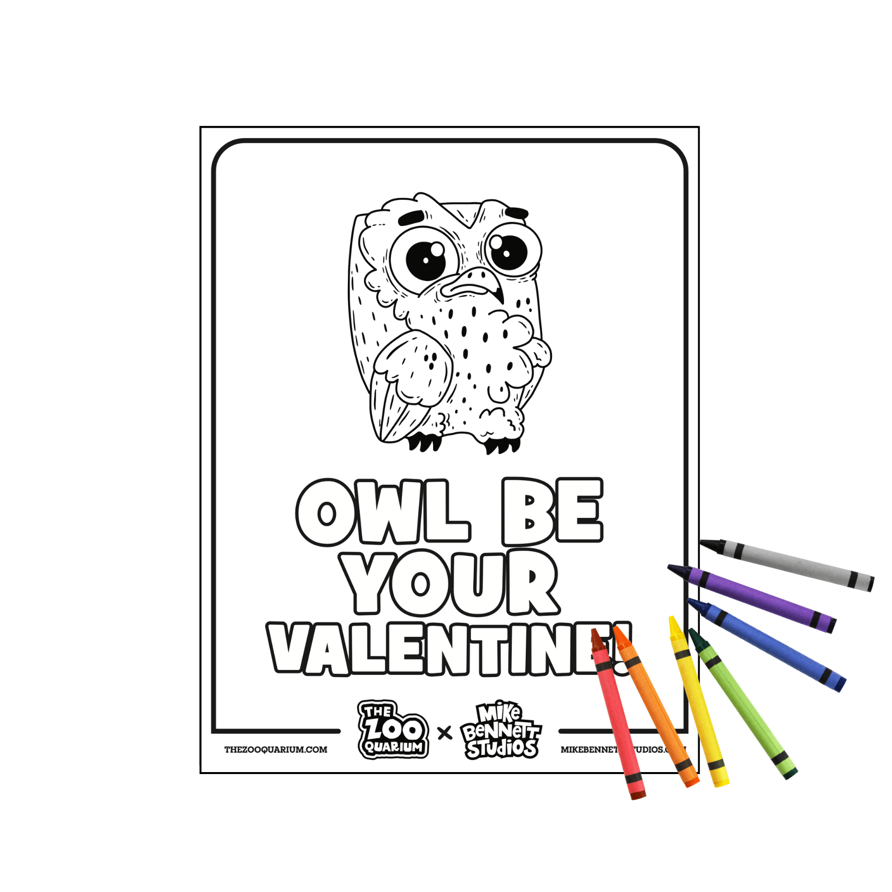 Zooquarium Valentine's Coloring Sheets - Mike Bennett Studios