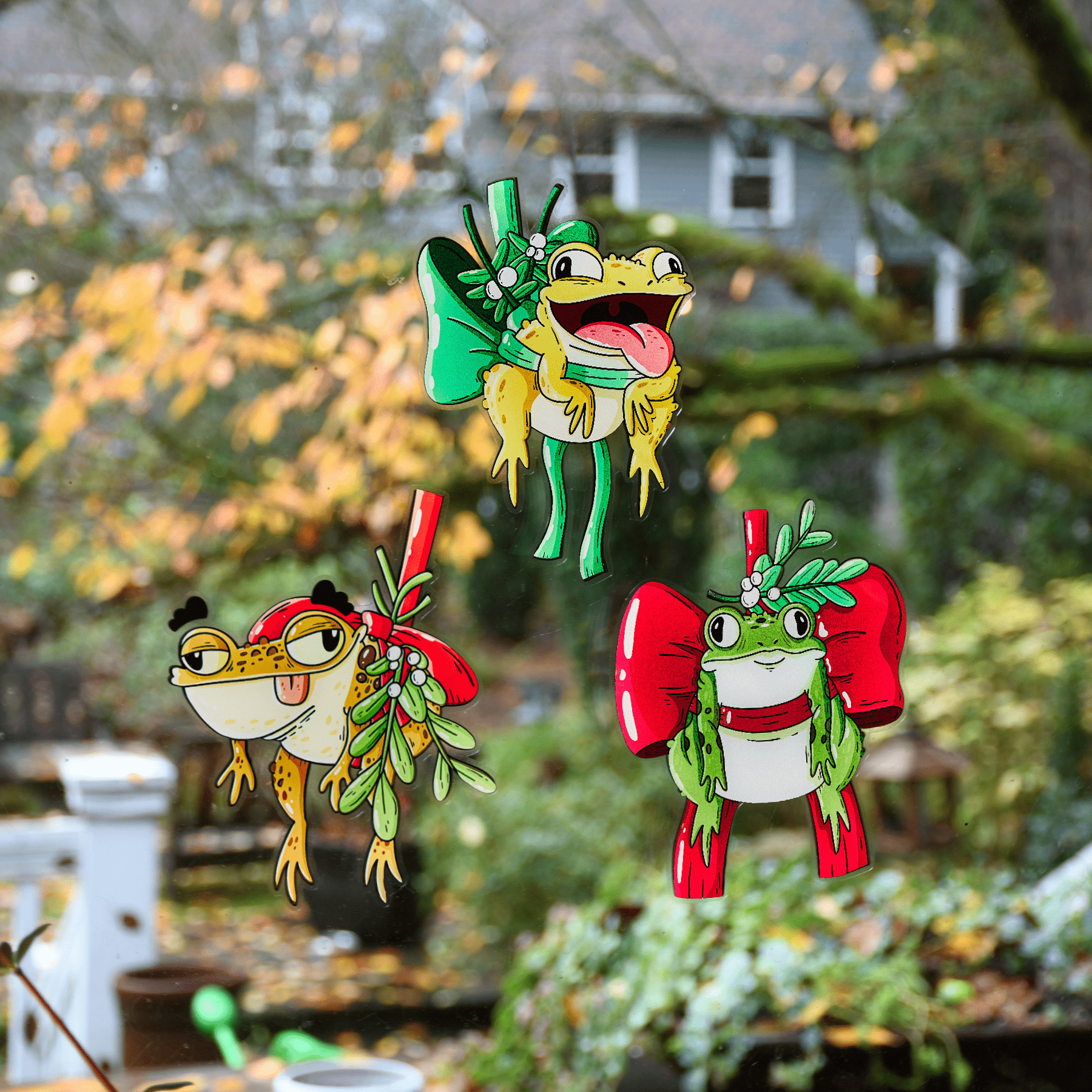 Mistletoad Window Clings - Mike Bennett Studios