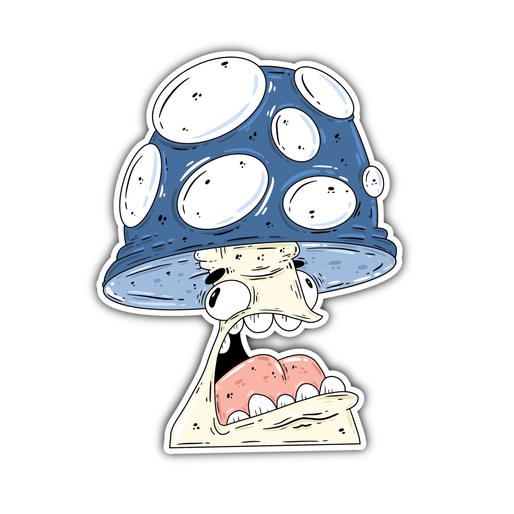 Blue Mushroom Sticker - Mike Bennett Studios