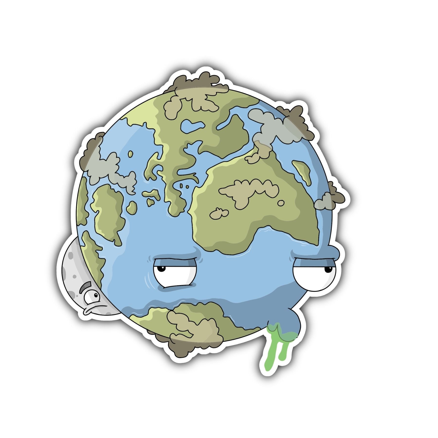 Earth - Sad Planet Sticker - Mike Bennett Studios
