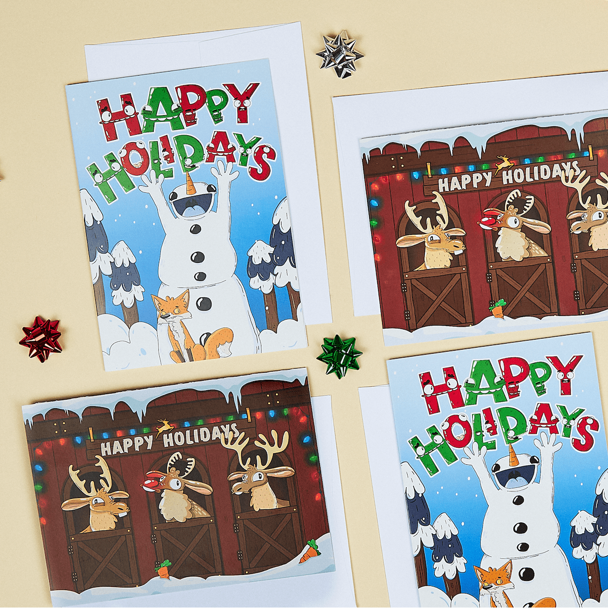 Reindeer Holiday Card Set - 10 Pack - Mike Bennett Studios