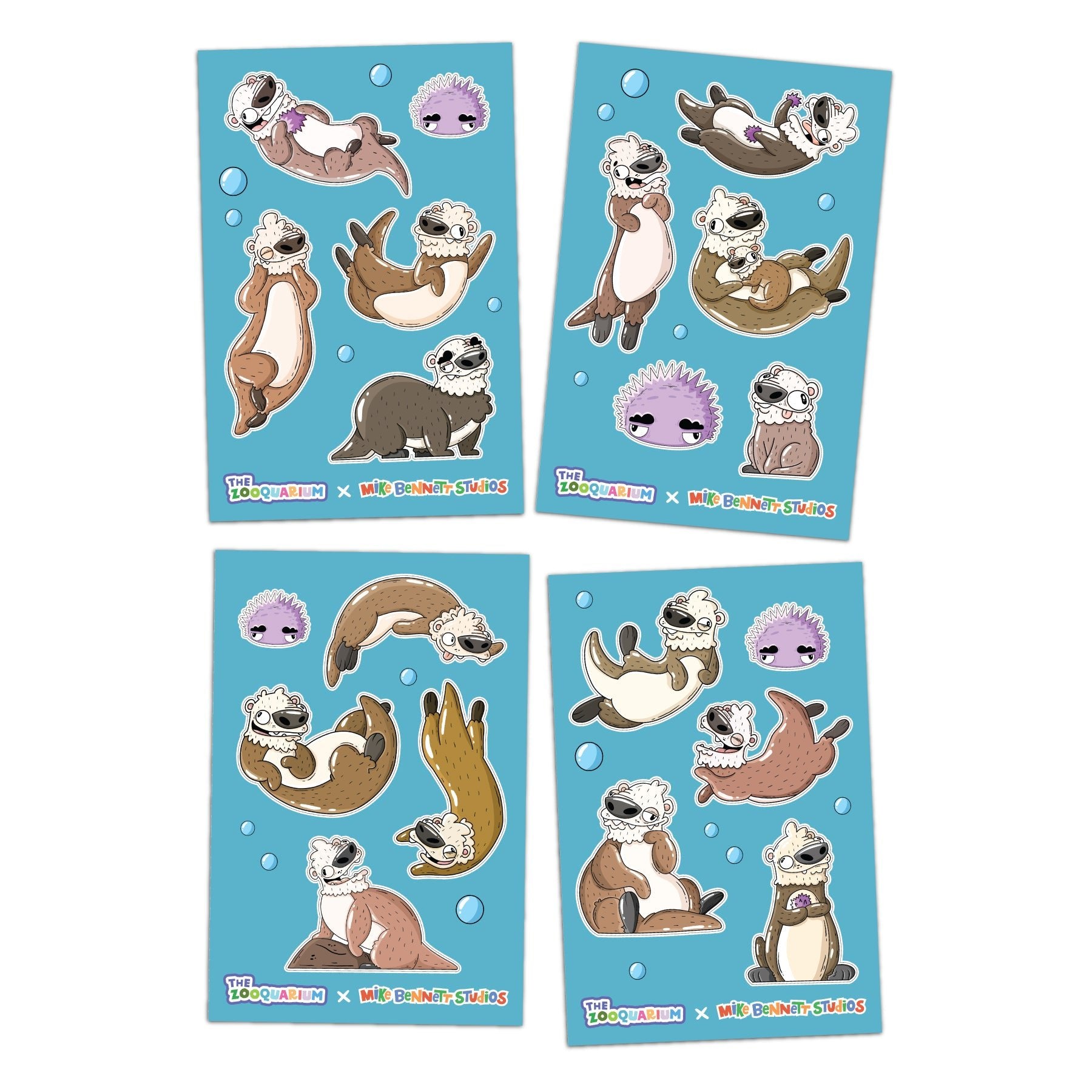 Zooquarium Sea Otters 4 - Pack Sticker Sheets - Mike Bennett Studios