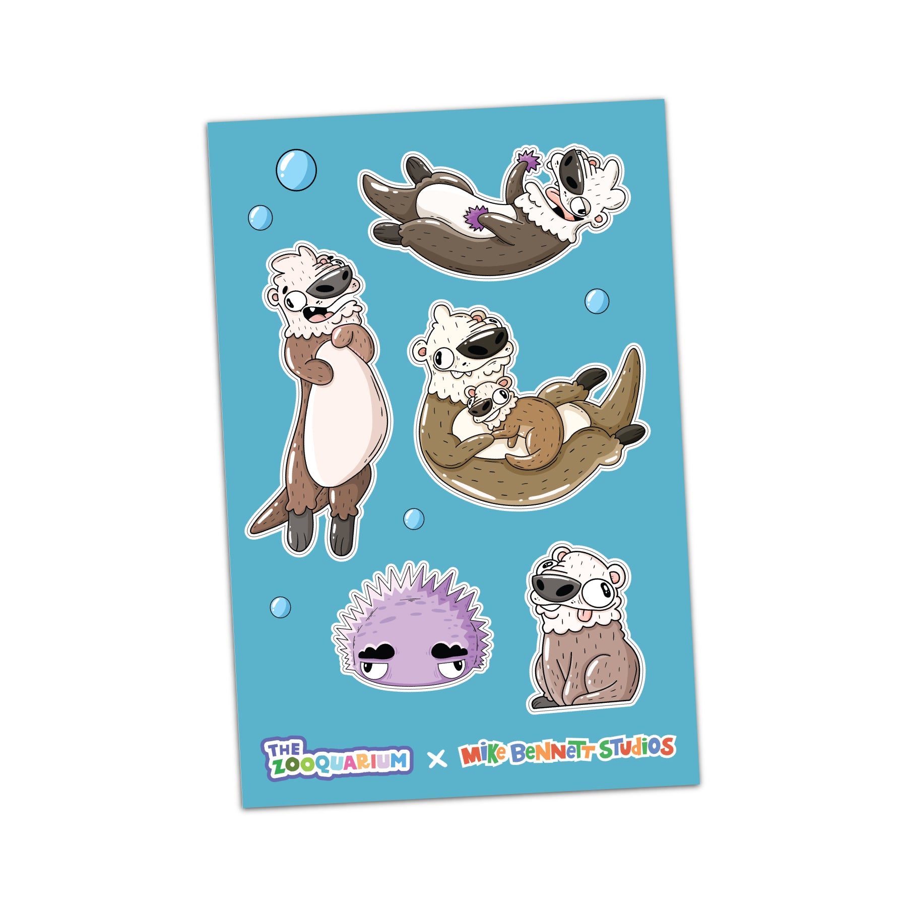 Zooquarium Sea Otters 4 - Pack Sticker Sheets - Mike Bennett Studios