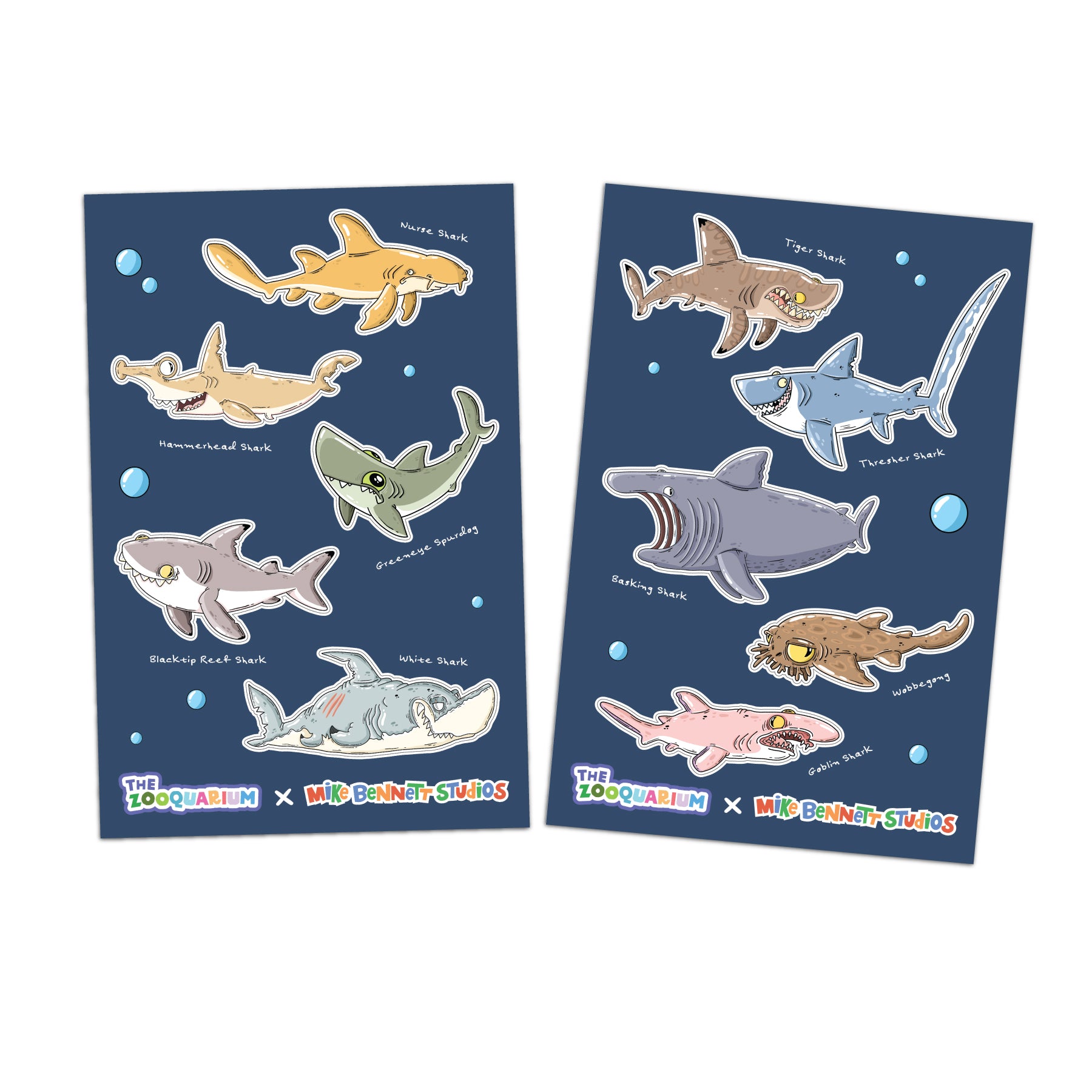 Zooquarium Sharks 2 - Pack Sticker Sheets - Mike Bennett Studios