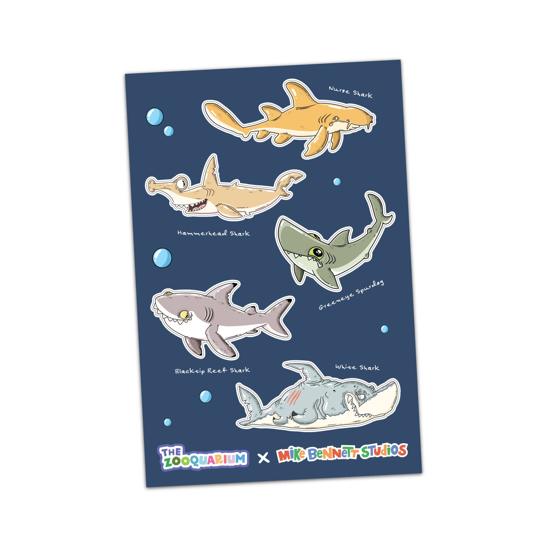 Zooquarium Sharks 2 - Pack Sticker Sheets - Mike Bennett Studios