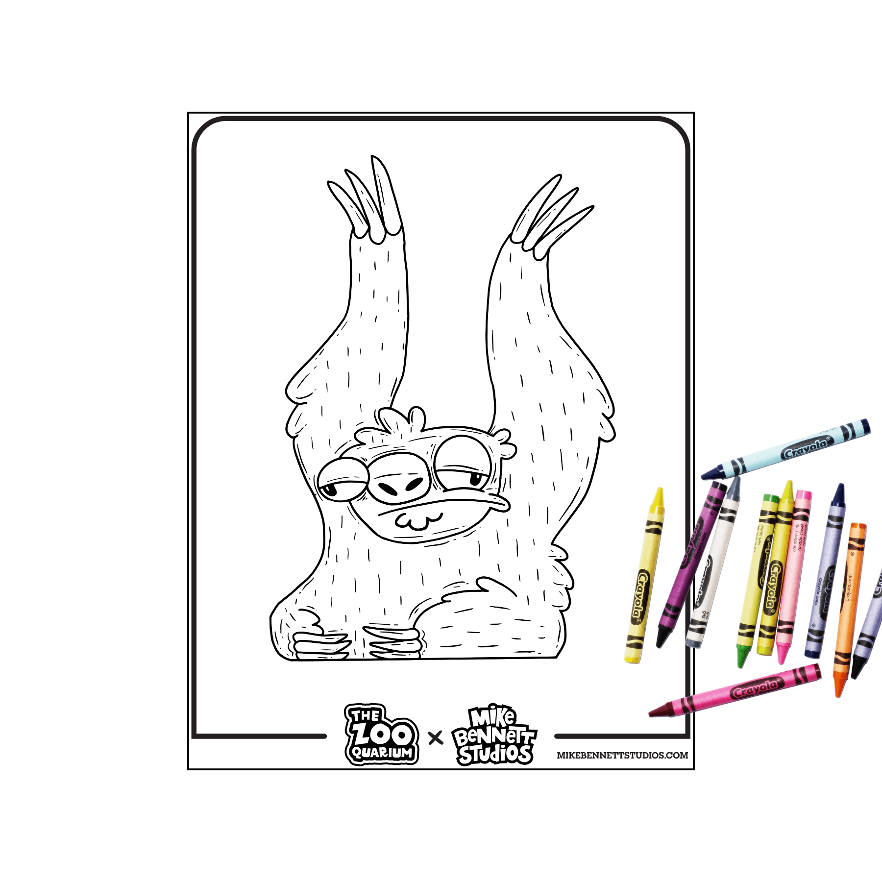 Zooquarium Sloth Coloring Sheets - Mike Bennett Studios