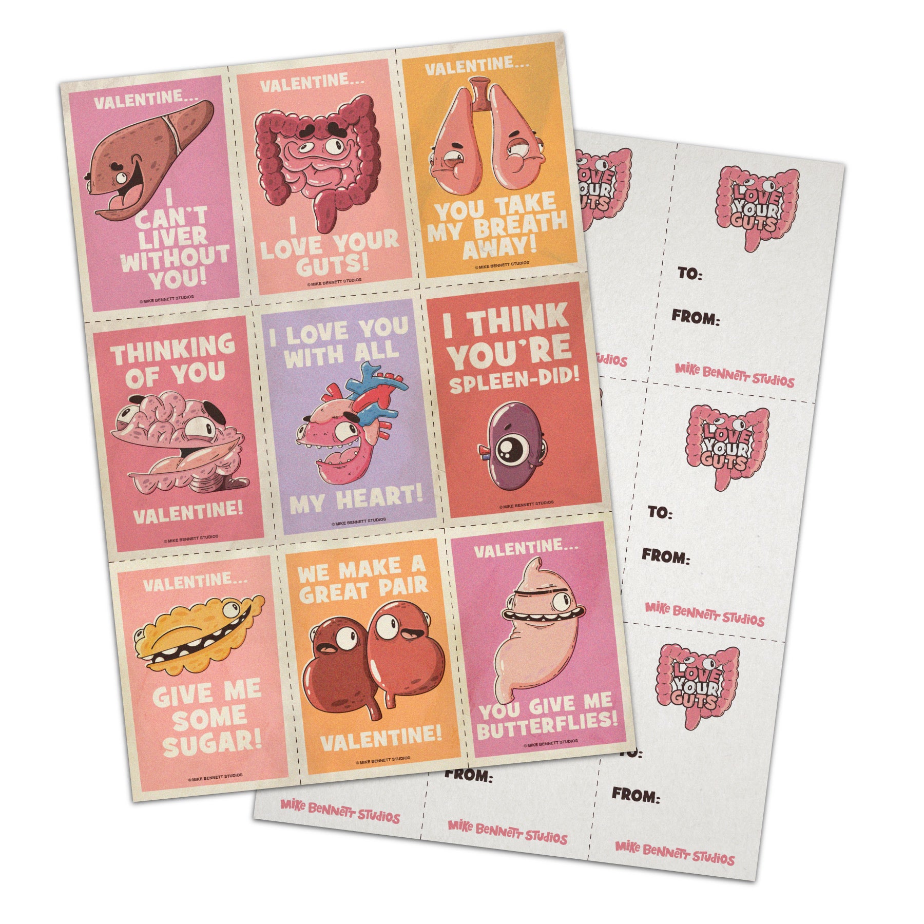 Love Your Guts Valentines Cards - primary