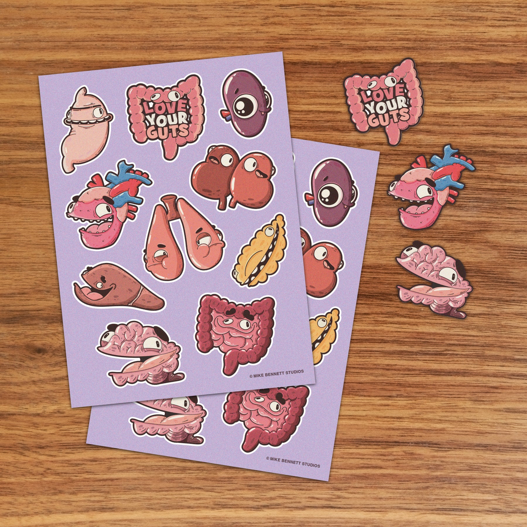 Love Your Guts Valentine's Sticker Sheet - alternate
