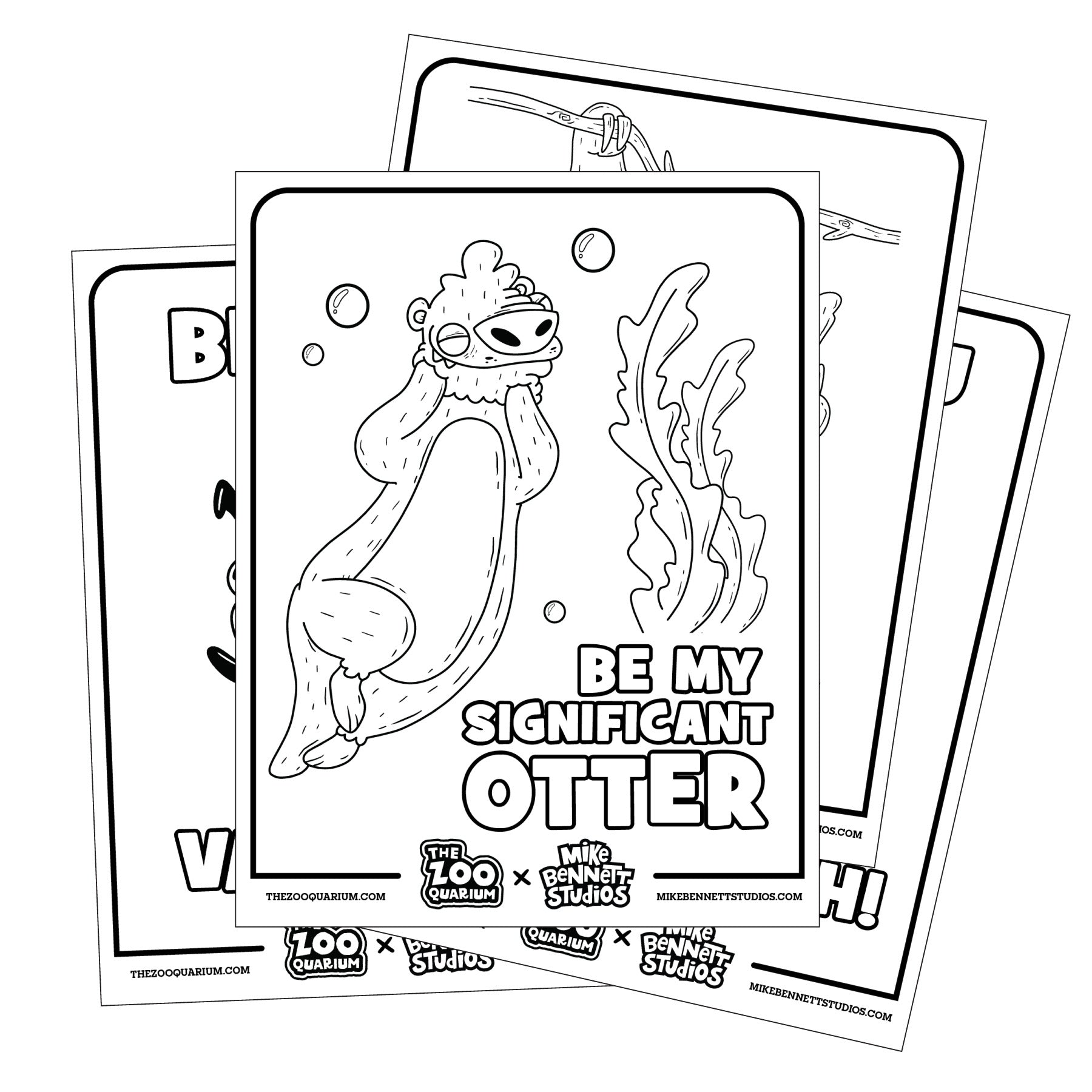 Zooquarium Valentine's Coloring Sheets - primary