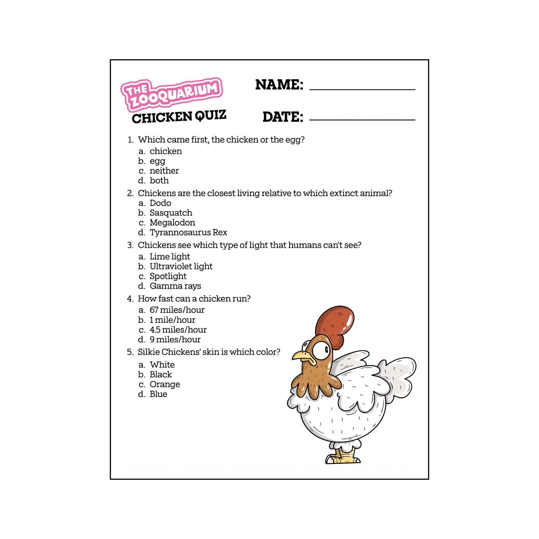 Zooquarium Episode 8: Chickens Quiz - Mike Bennett Studios