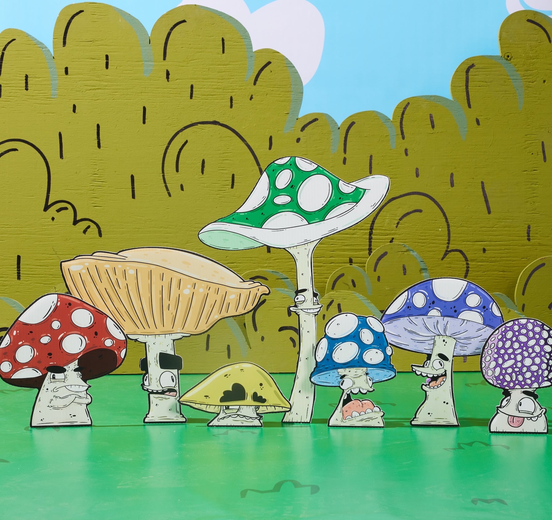 Children painting, art studio and keychain library