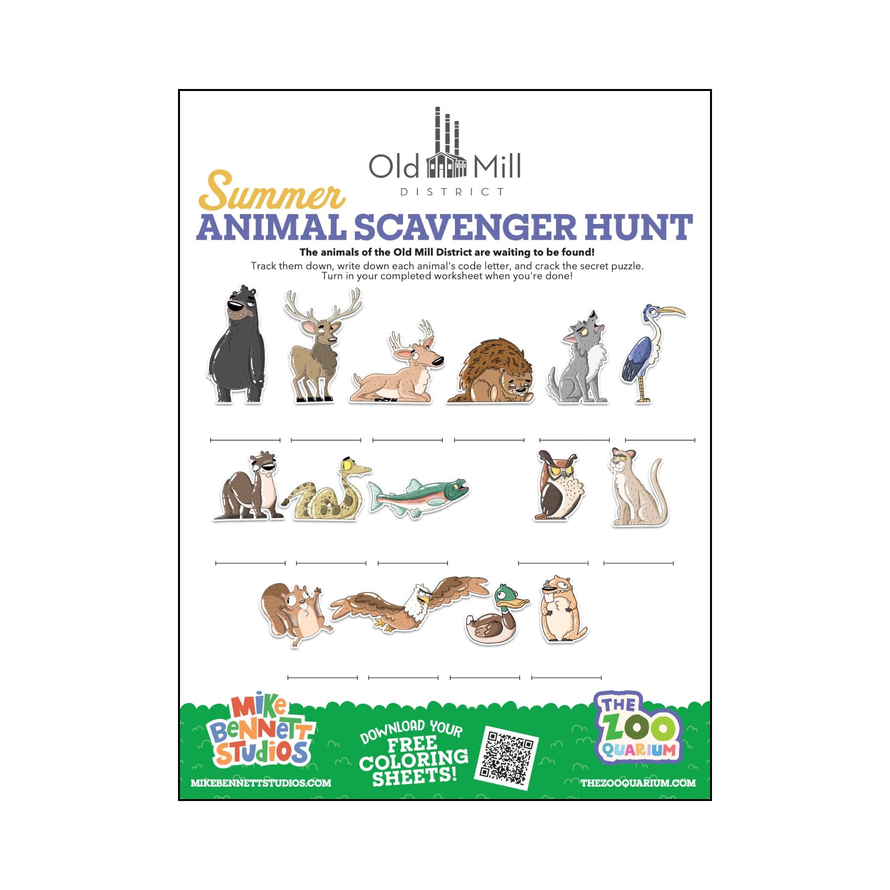 FREE Scavenger Hunt Sheet — Old Mill District, Bend - Mike Bennett Studios