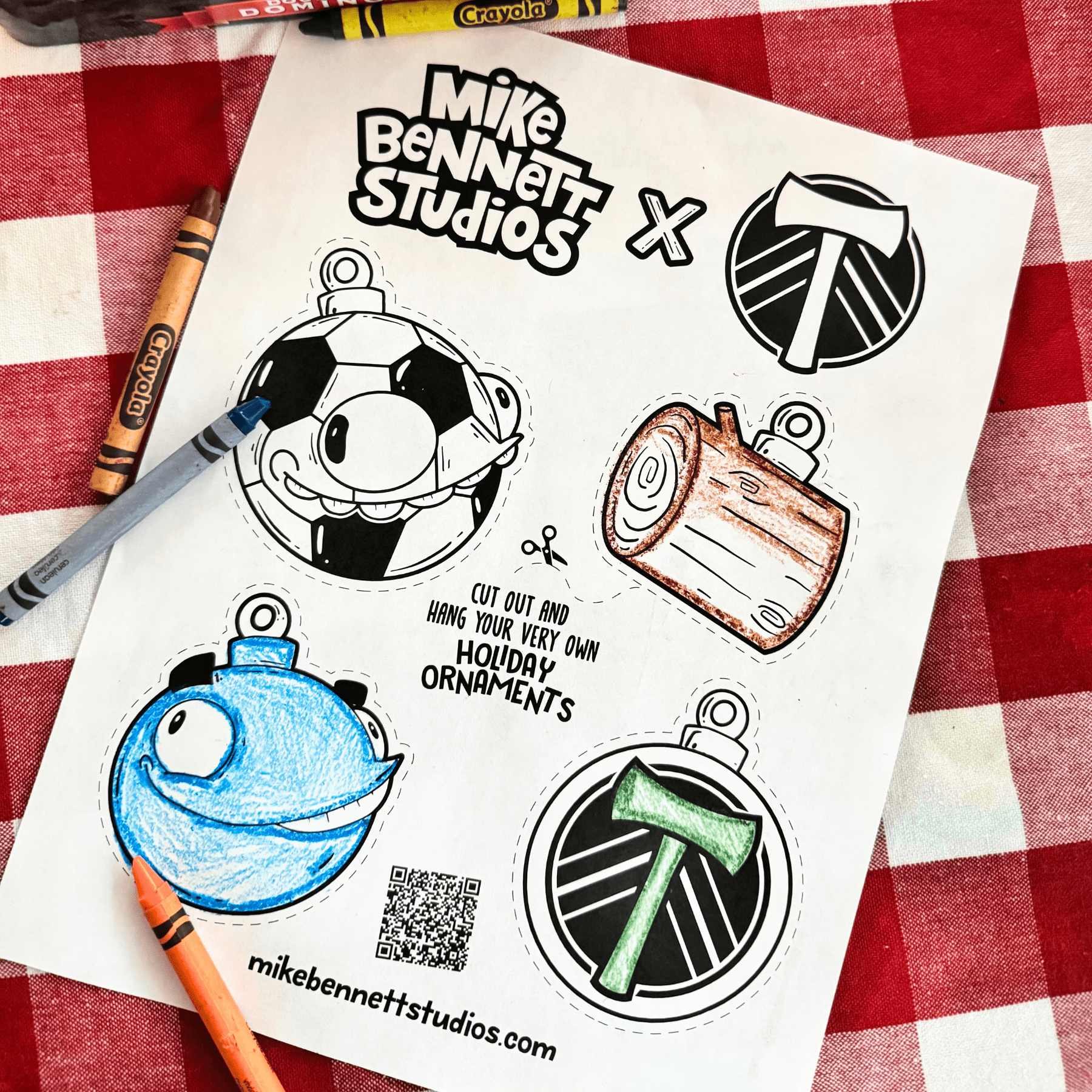 FREE Portland Timbers Ornaments Coloring Sheet - alternate