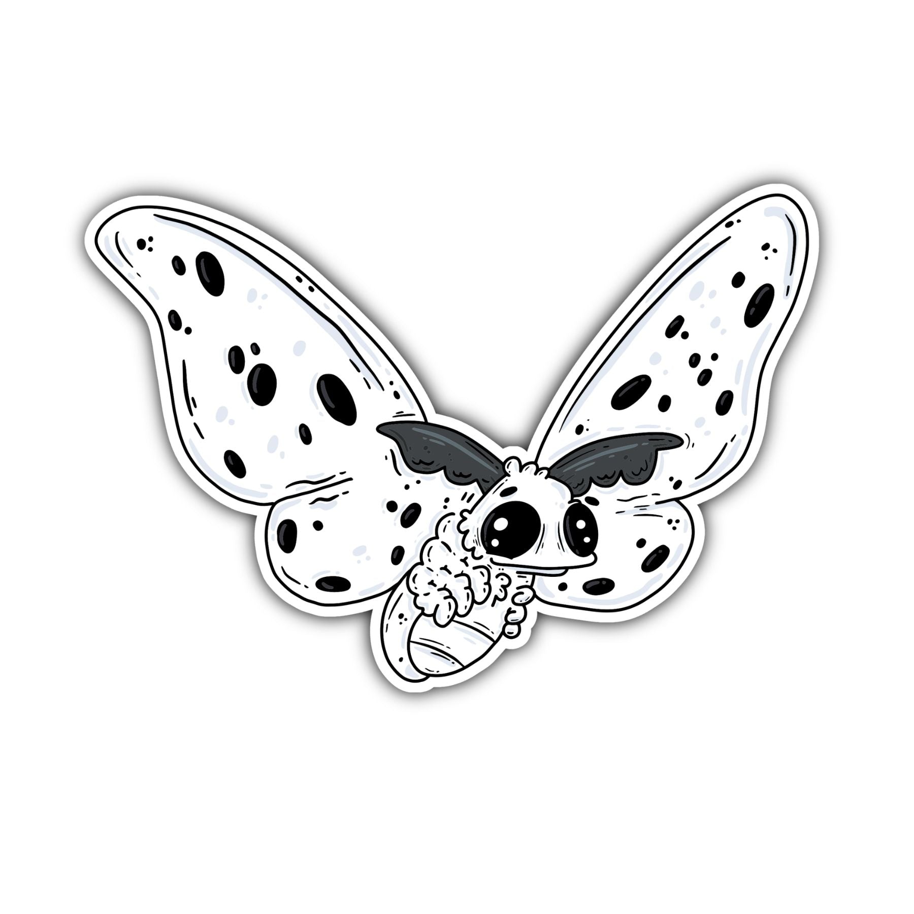 White Satin Moth Sticker - Mike Bennett Studios