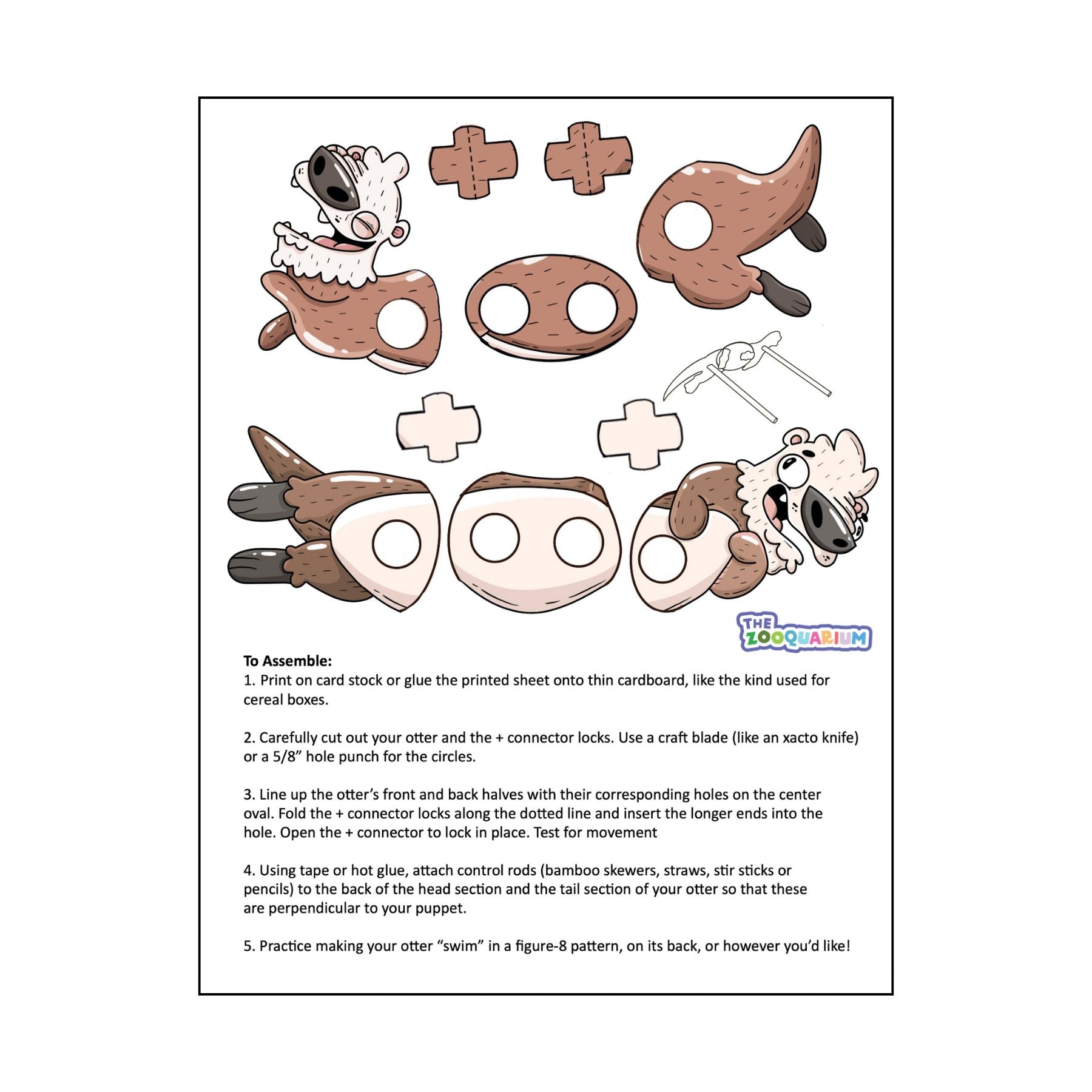 Zooquarium Sea Otter Puppet Cut-Out Sheet - primary