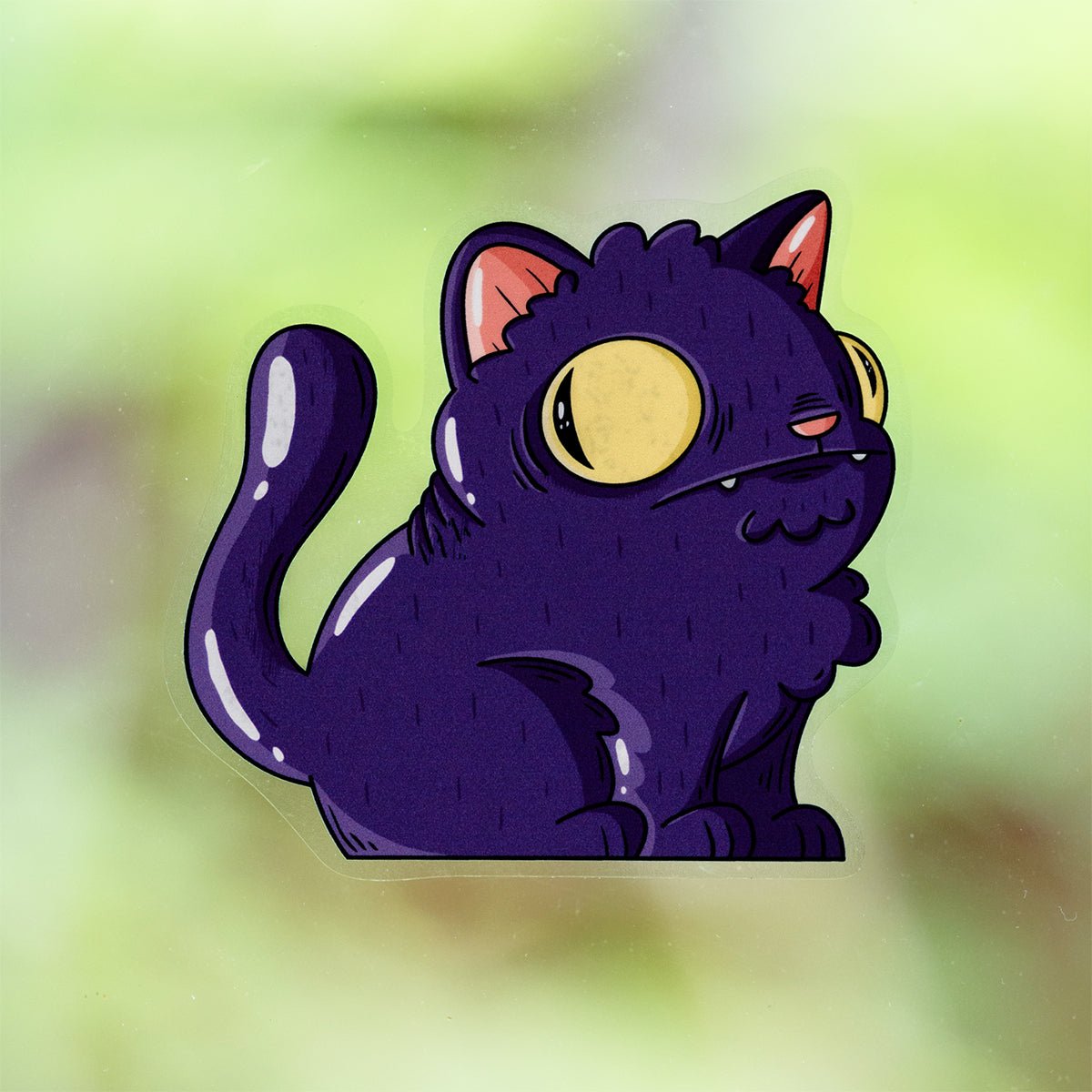 Purple Cat Halloween Window Cling - alternate