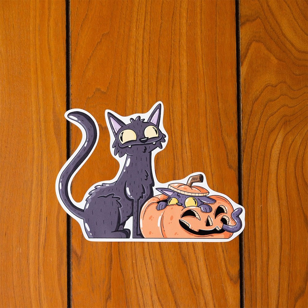Cats & Pumpkin Halloween Wall Decal - alternate