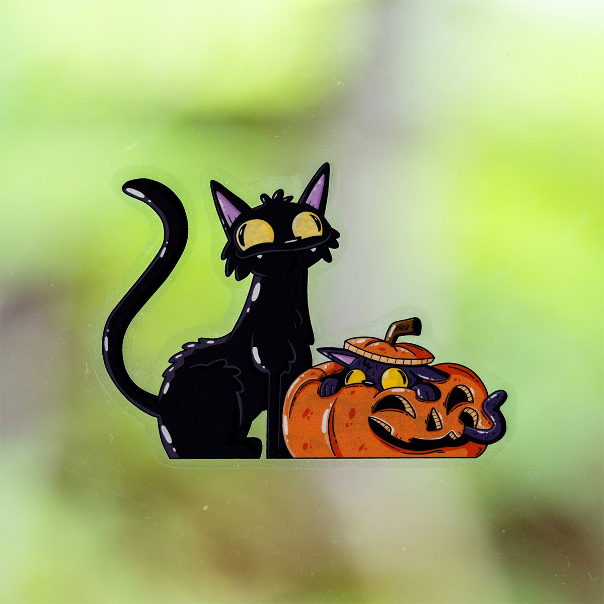Cats & Pumpkin Halloween Window Cling - alternate