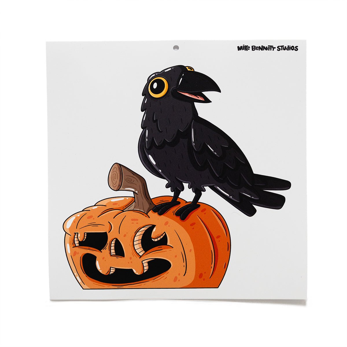 Crow on Pumpkin Halloween Window Cling - primary
