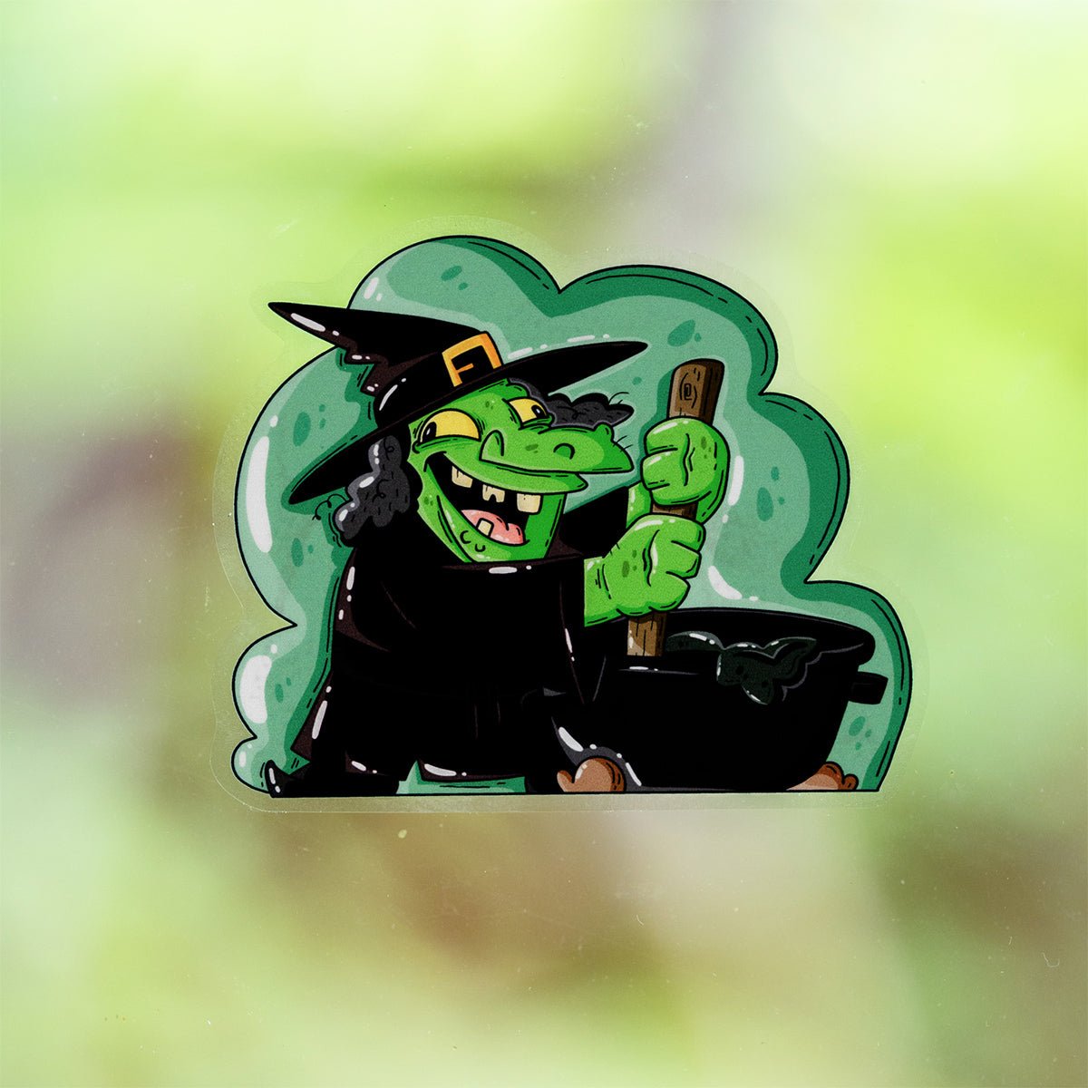 Witch & Cauldron Halloween Window Cling - alternate