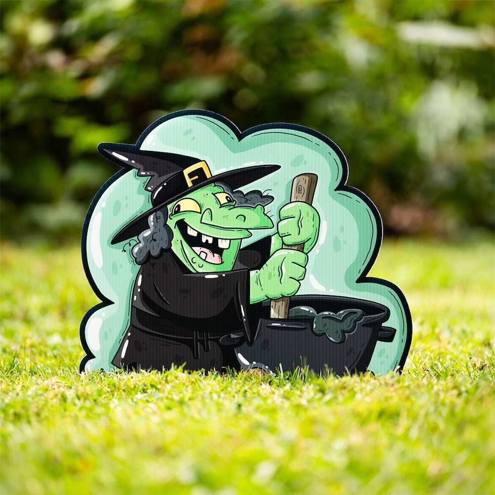 Witch & Cauldron Halloween Yard Decoration - alternate