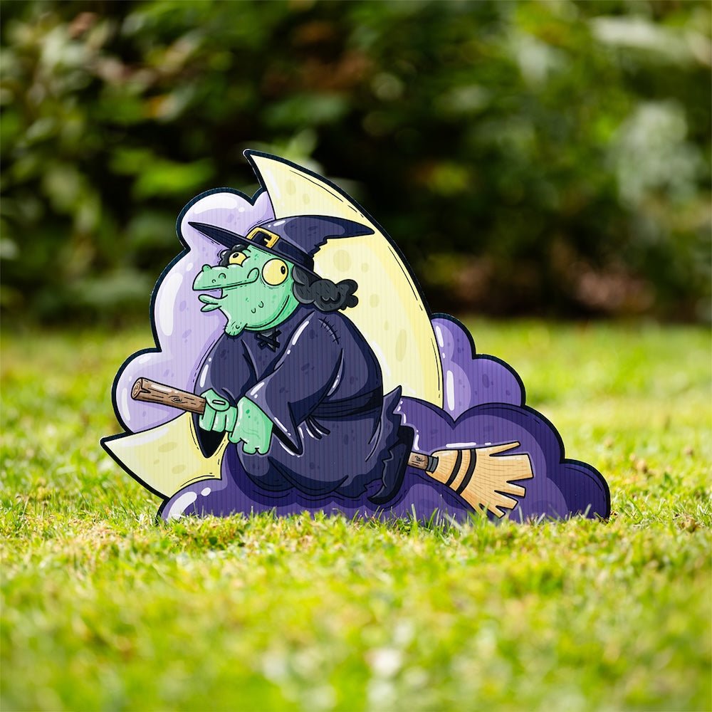 Witch on Broom Halloween Yard Decoration - alternate