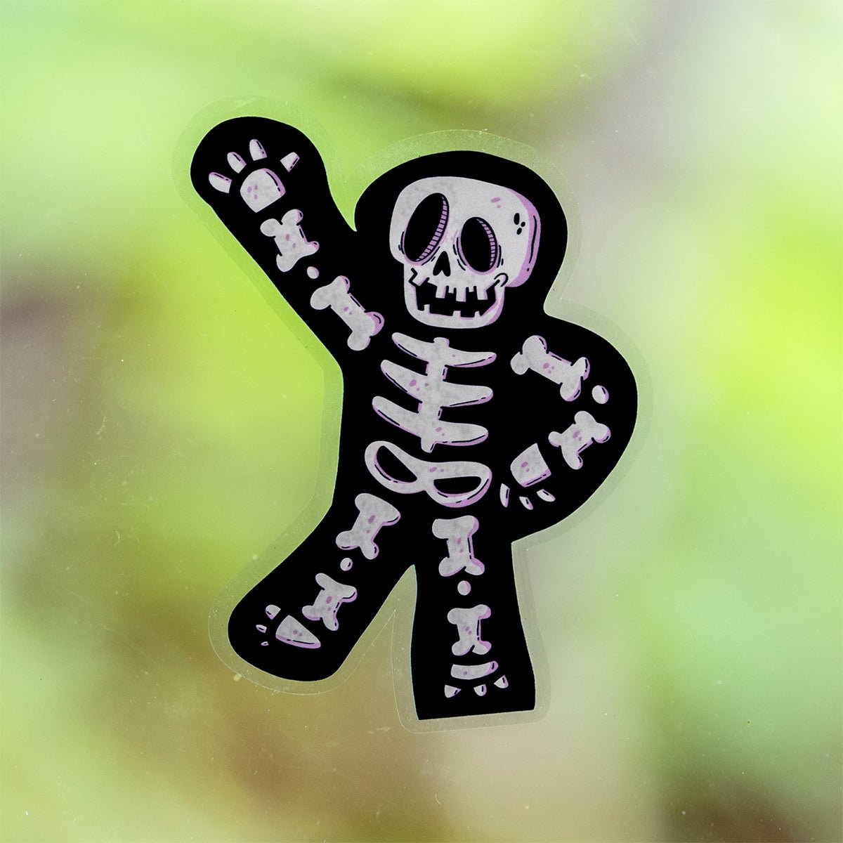 Skeleton Waving Halloween Window Cling - alternate