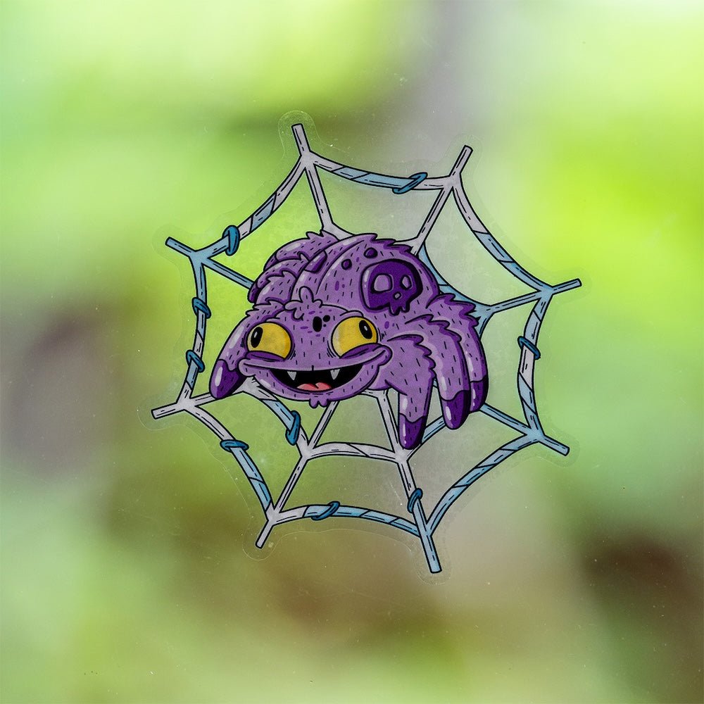 Spider on Web Halloween Window Cling - alternate