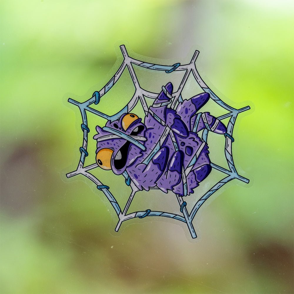 Tangled Spider in Web Halloween Window Cling - alternate
