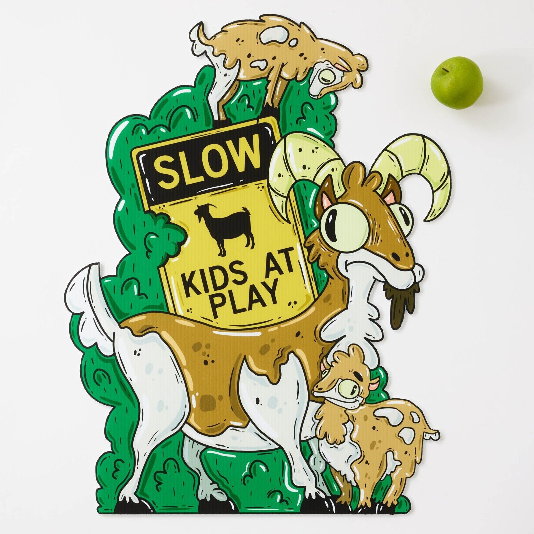 The Goatley Family of Goats | "Kids at Play" Yard Sign - Mike Bennett Studios