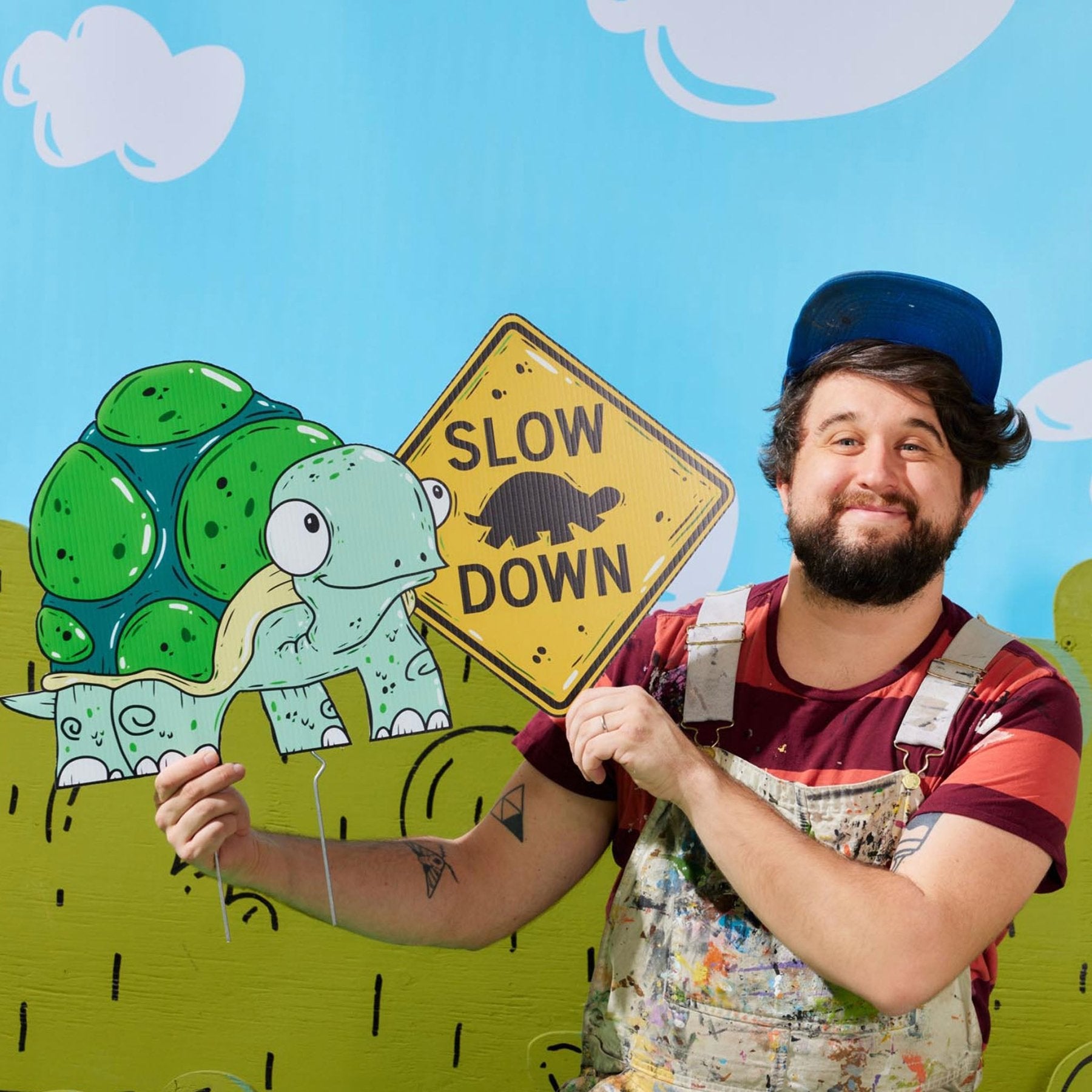 Terrance the Turtle Slow Down Yard Sign - alternate