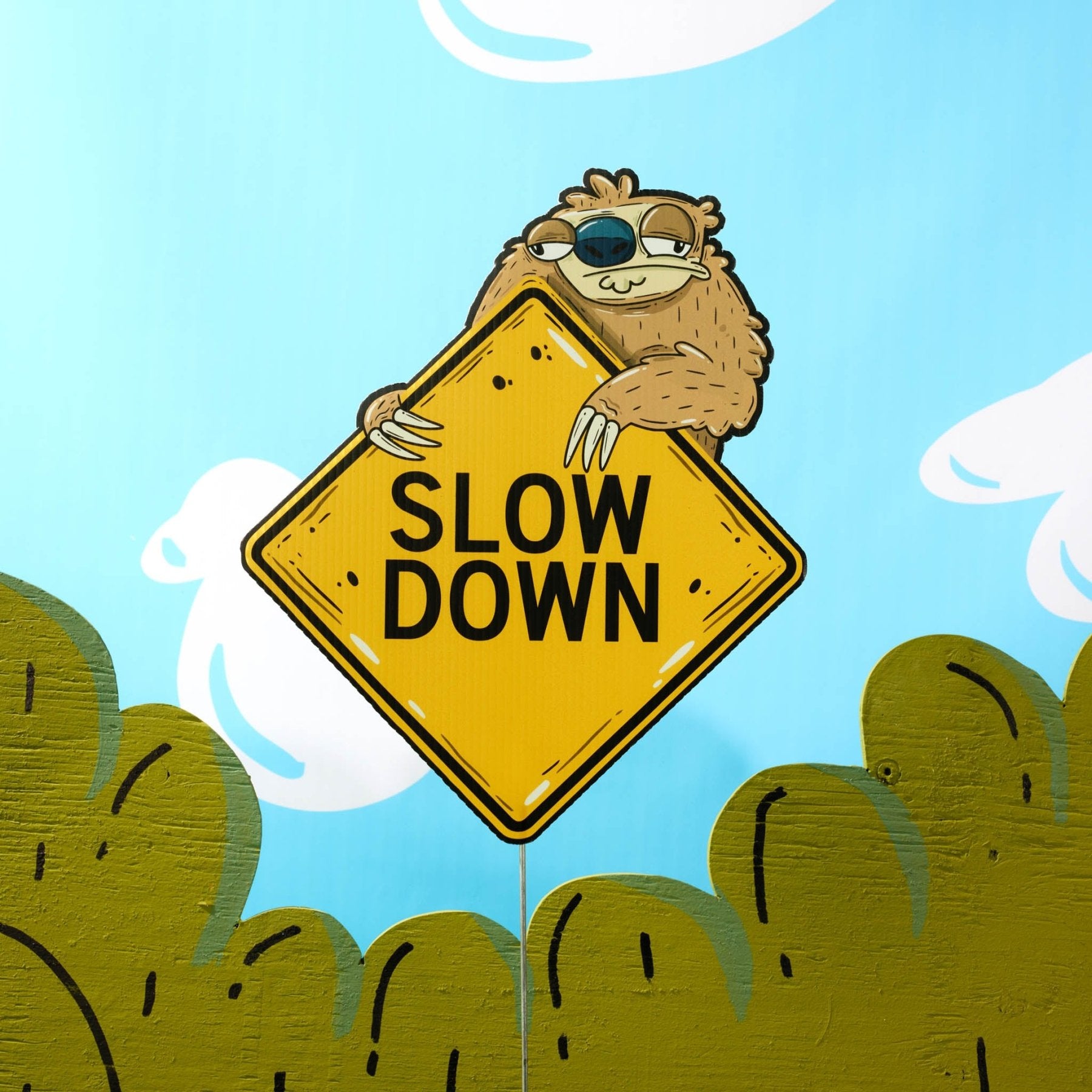 Sofia the Sloth Mini "Slow Down" Yard Sign - Mike Bennett Studios